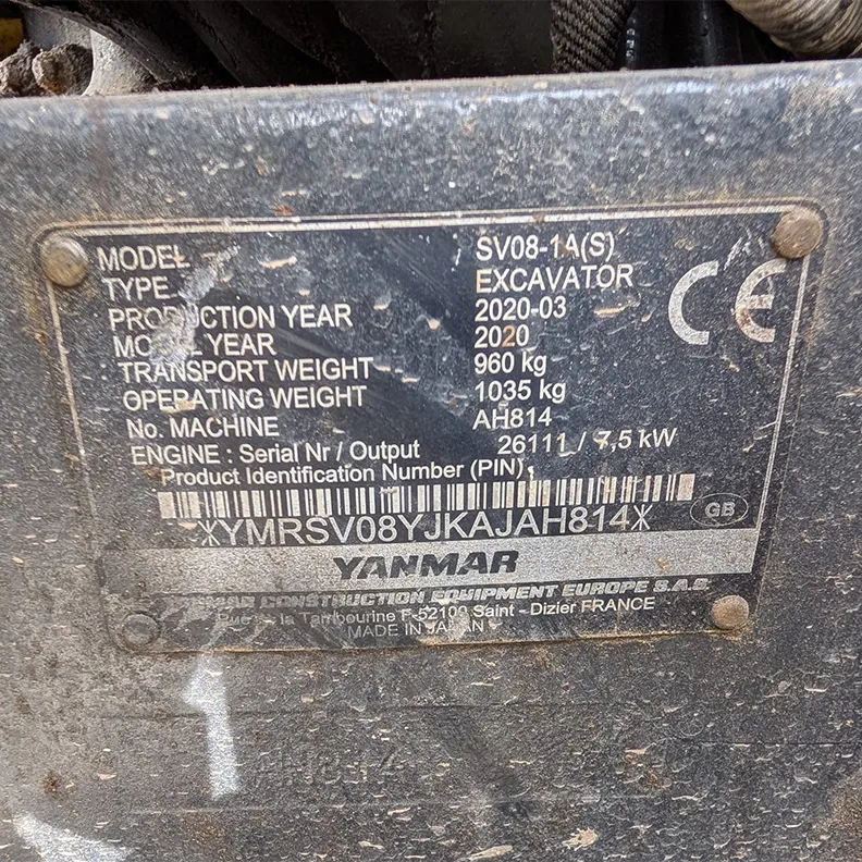0.8T Excavator Yanmar SV08-1A 2020